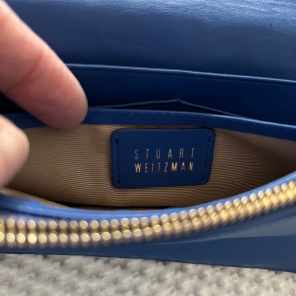 New Stuart Weitzman Blue Leather Crossbody Clutch - Picture 4 of 13
